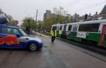 Green Line Train Blocking Intersection Of Dean Road & Beacon Street