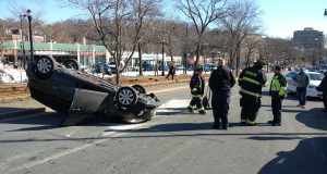 Emergency Crews Respond To 2 Rollover Crashes In Brookline