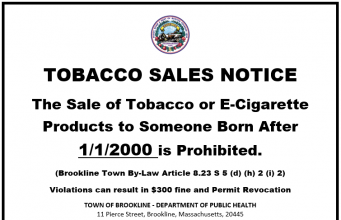 Brookline Department Of Health & Human Services Begins Outreach On Tobacco Bylaw