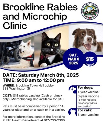 Brookline Department Of Public Health & Human Services Invites Pet Owners To Rabies Clinic